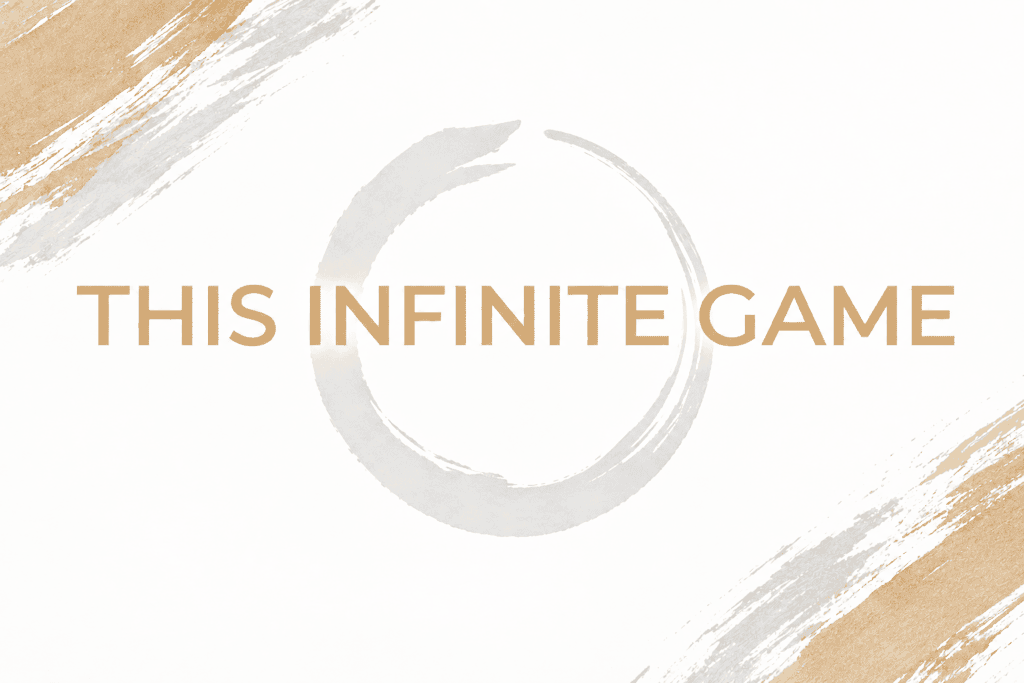 THIS INFINITE GAME cover image with brush strokes and ouroboros